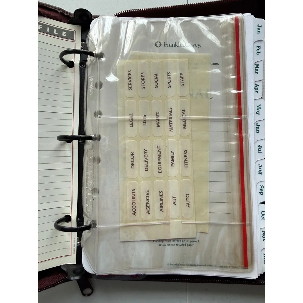 Vintage Dayrunner Planner 3 Ring 8 x 10 Classic Edition Madrid Burgundy Filled
